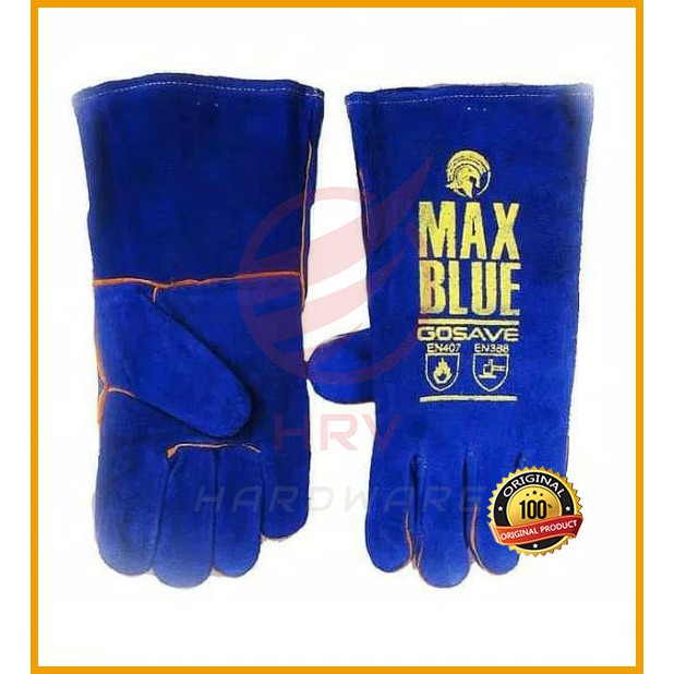 Original Gosave Sarung Tangan Kulit Las Biru 14 inch Max Blue Leather Welding Glove