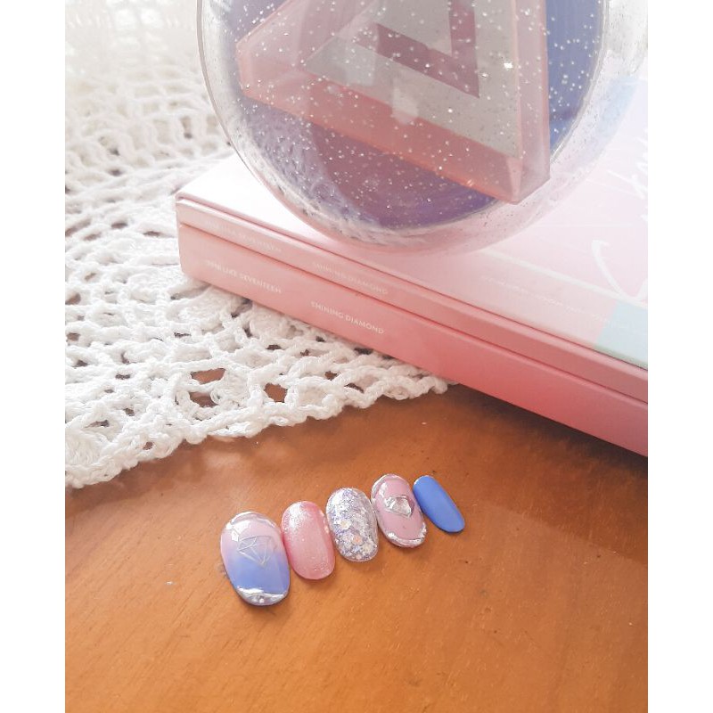 Seventeen Rose Quartz n Serenity / Custom Fake Nails