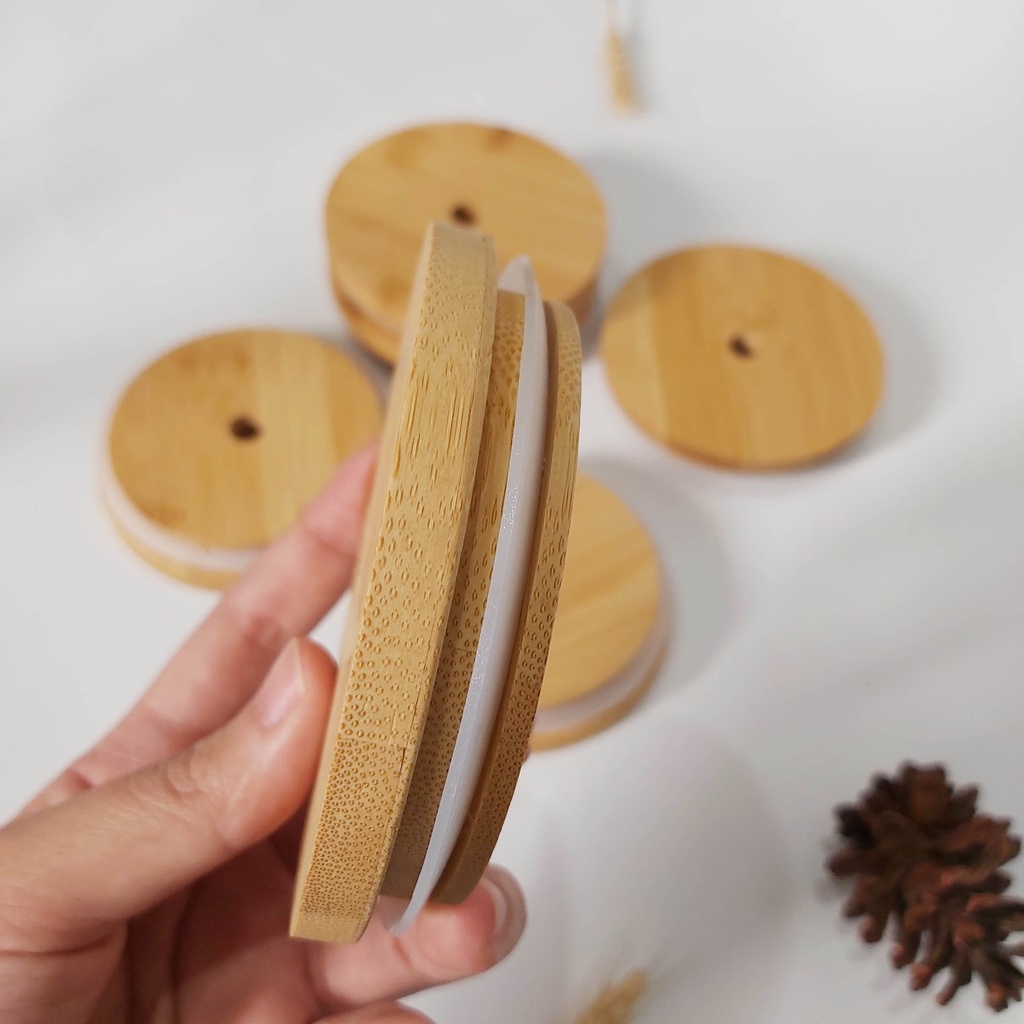 Tutup Tumbler Bambu Custom Polos dan Grafir Nama