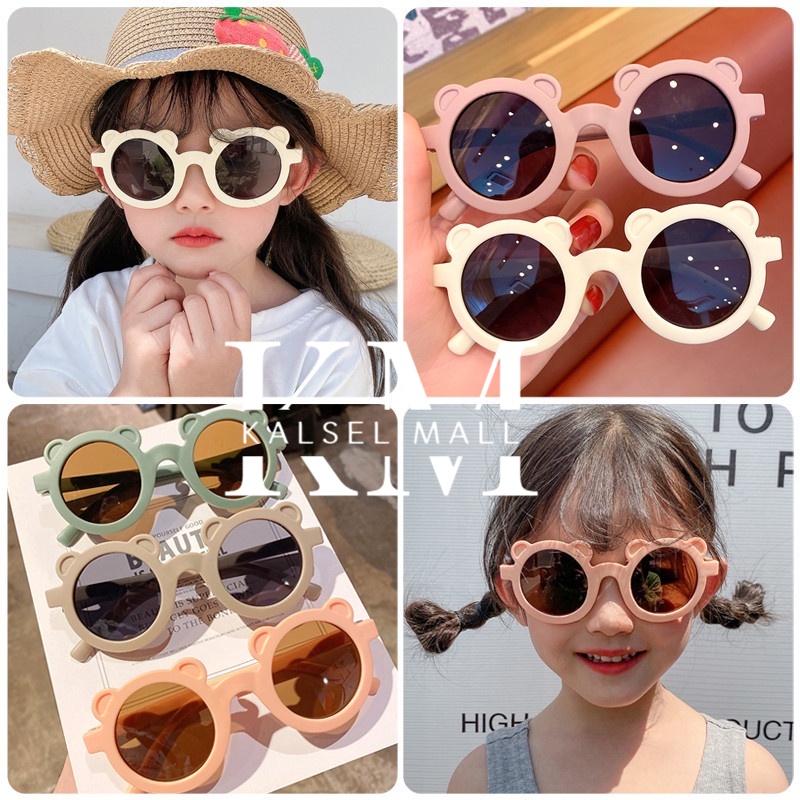 Kacamata Anak Beruang Fashion Bingkai Telinga Beruang Kaca Mata Anak Cowo Cewe Hitam High Quality Kids Sunglasses Murah Import Anti Ultraviolet Bayi Balita Trendy Kartun Import Anti Silau Sinar Matahari Antiradiasi KCA3