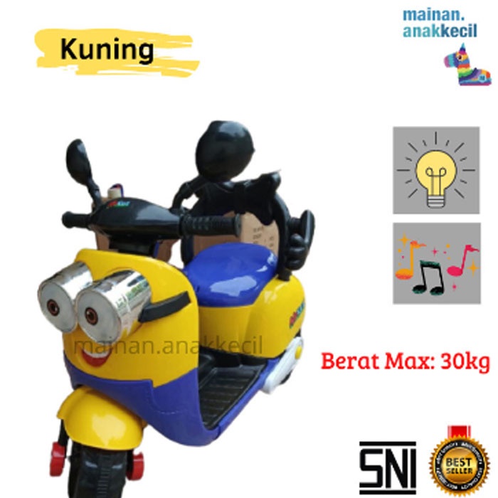 GRAB Mainan Anak Motor Aki Accu Vespa Karakter HLW-8899