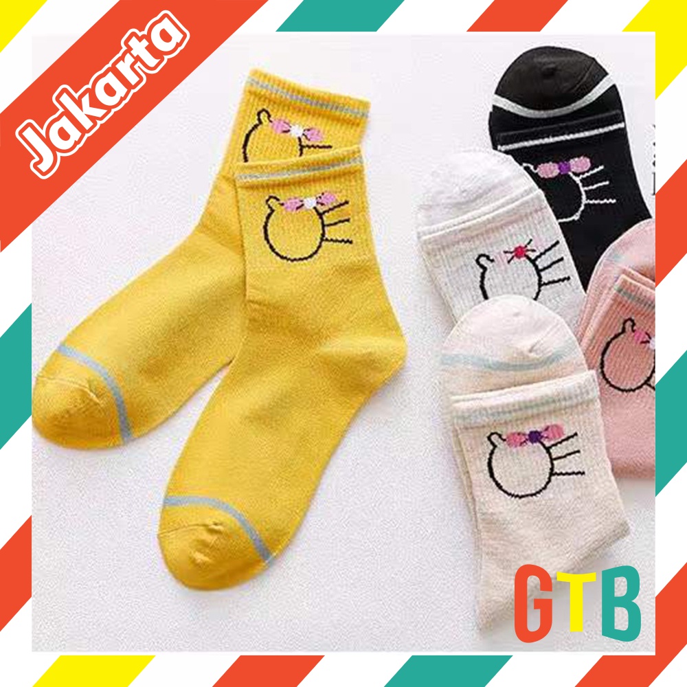 ❤GTB❤ KAOS KAKI UNISEX PANJANG DIATAS MATA KAKI MOTIF GARIS BUAH POLOS KUALITAS PREMIUM KK016