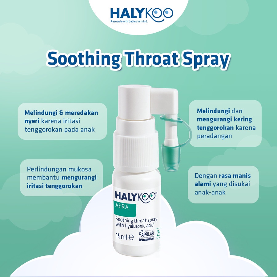 HALYKOO Soothing Throat spray with hyaluronic Acid - 2+ Years (15ml)