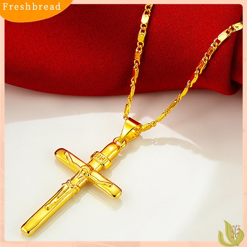 Terlaris Men's Women's Fashion 24K Gold Plated Cross Pendant Chain Choker Necklace