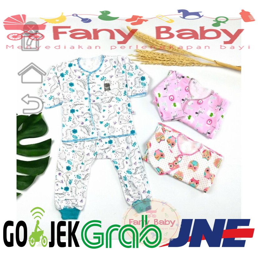 Little Queen Setelan Lengan Panjang Kancing Depan Celana Panjang Isi 3 Pcs