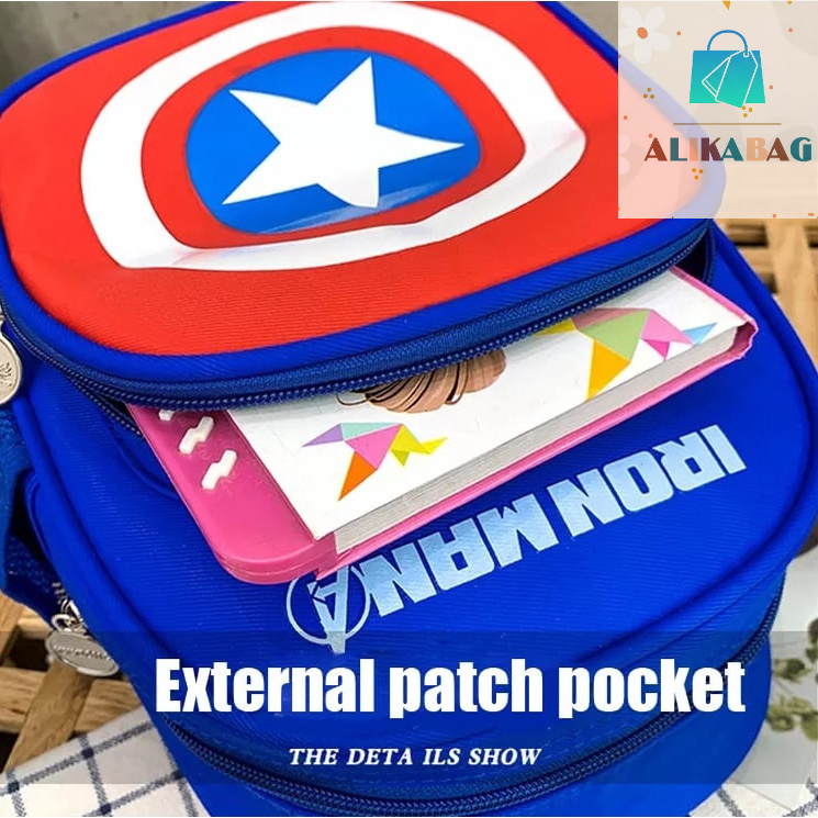 ALIKA BAG - Tas Ransel Anak Laki -Laki Karakter Super Hero Terbaru Kekinian Untuk TK/SD