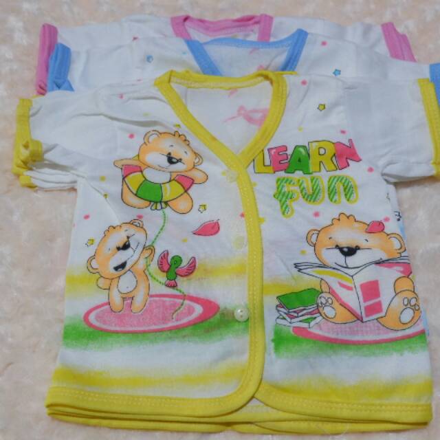 ISI 3 BAJU KEMEJA BAYI NEW BORN PENDEK