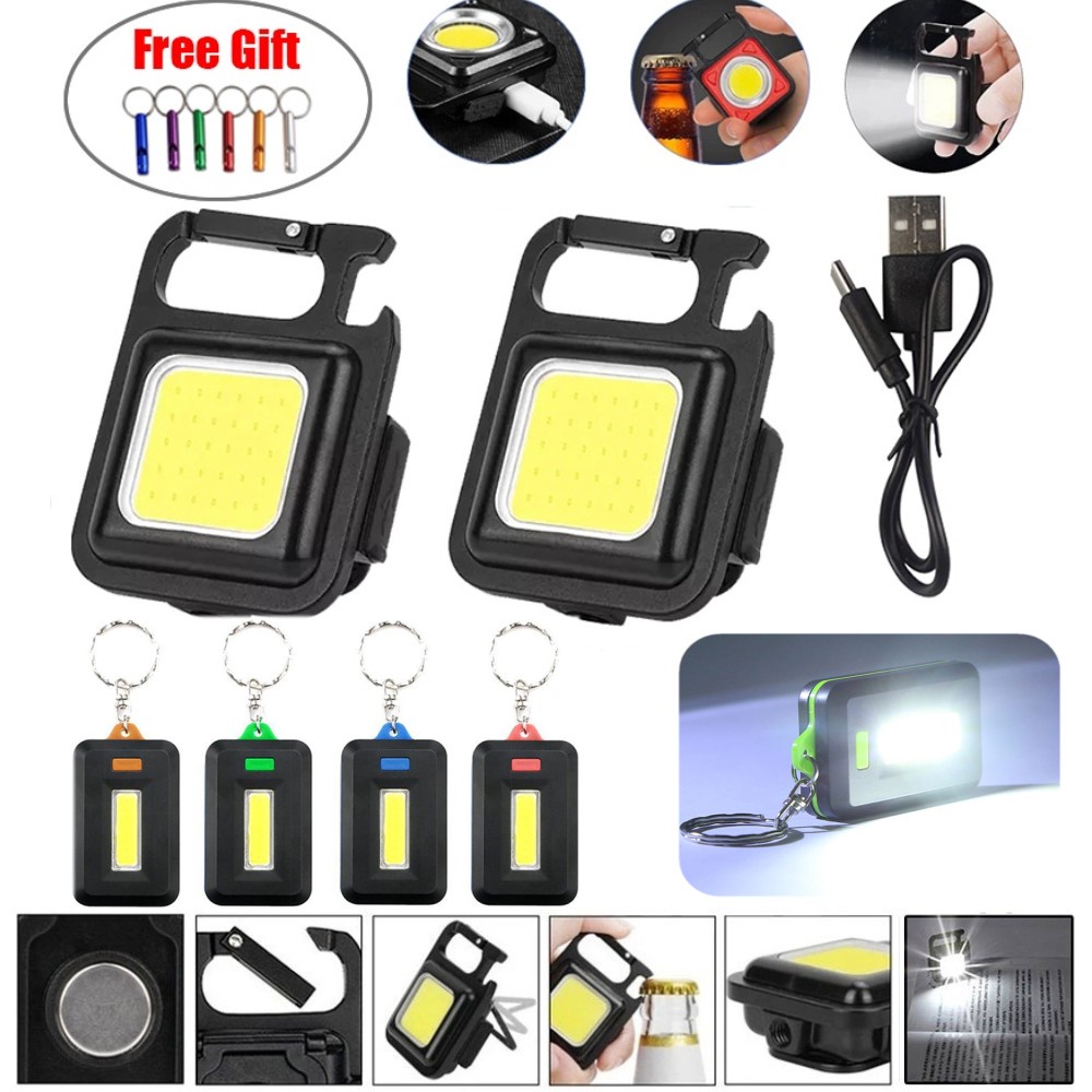 (Free Survival) Senter LED COB Mini Multifungsi 800 Lumen Tinggi Dengan Gantungan Kunci