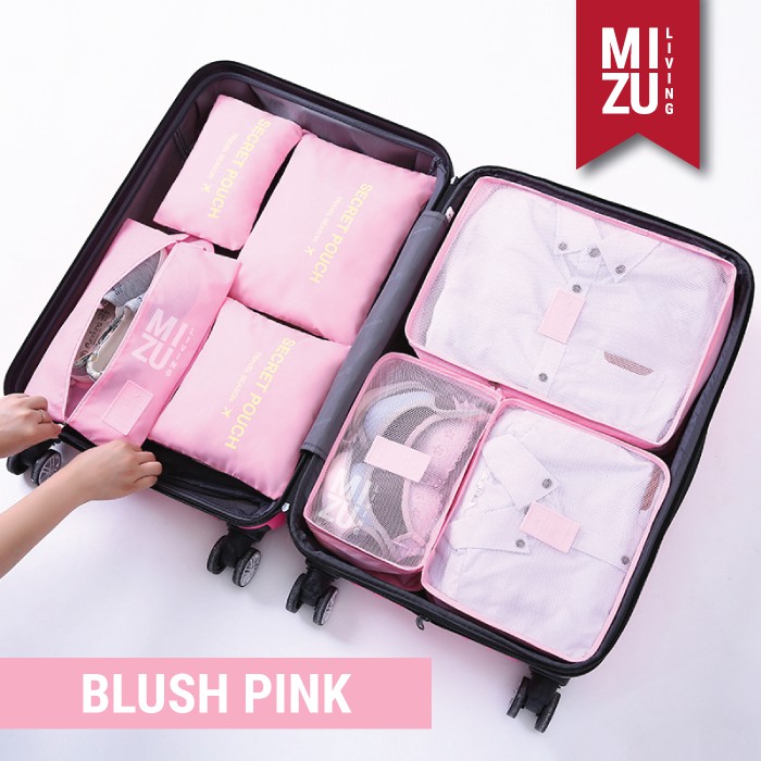 SECRET POUCH Travel Packing Cubes 7in1 Storage Pouch POLOS-Pink BLUSH