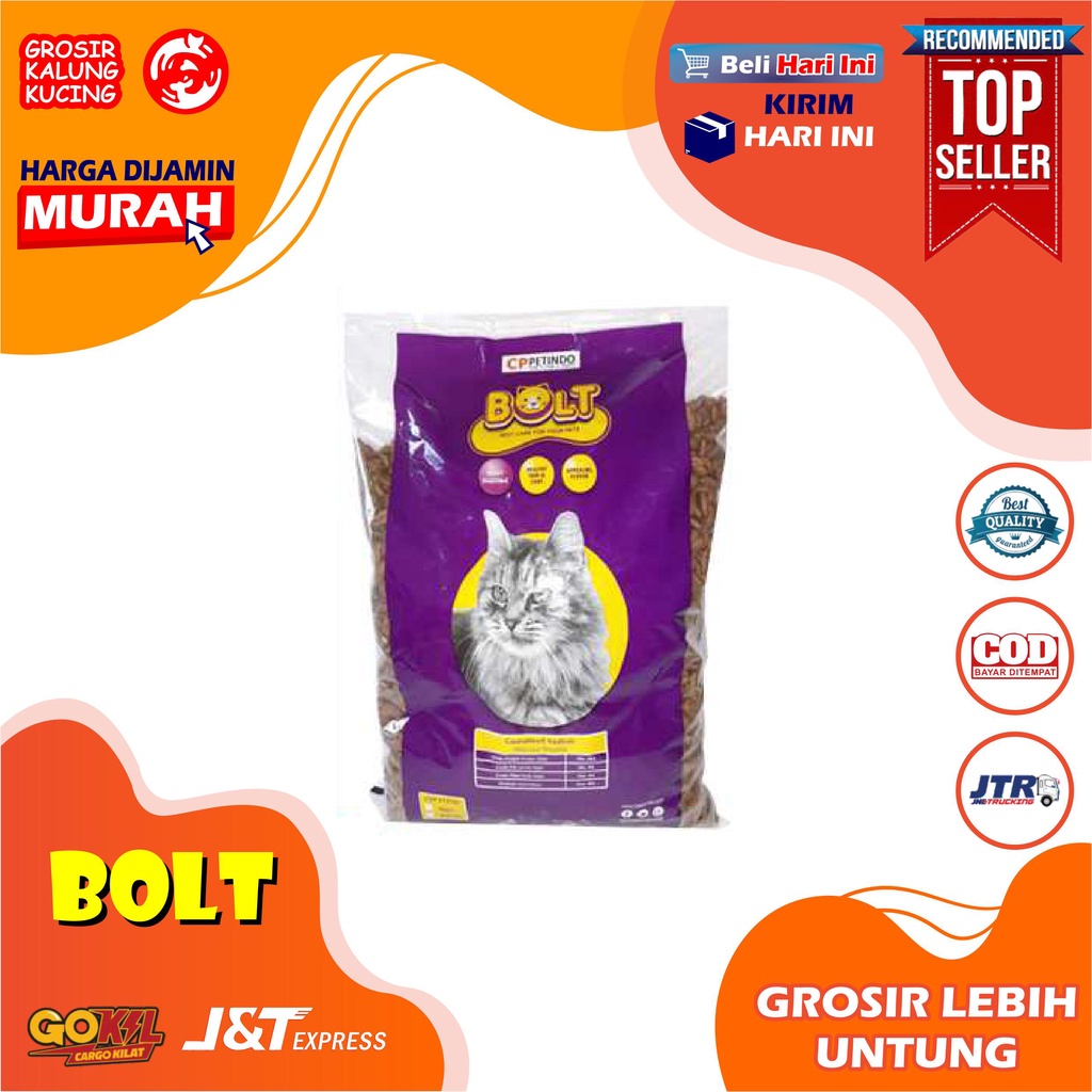 MAKANAN KUCING BOLT ( CAT DRY FOOD PAKAN KERING ) 1KG &amp; 500G