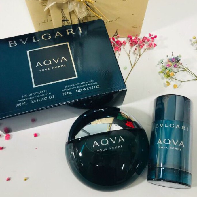 Parfum Original Bvlgari Aqva Pour Homme EDT GIFT SET (Parfum + Deodorant)