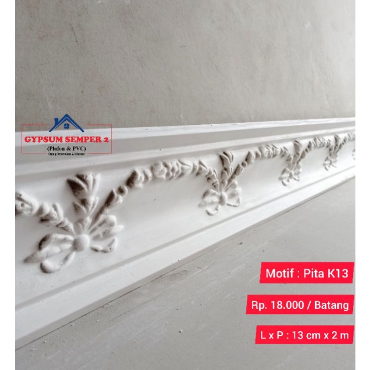 List Gypsum motif Pita K13 / List profil Gypsum plafon pvc / gypsum shofwa plafon & pvc termurah jak