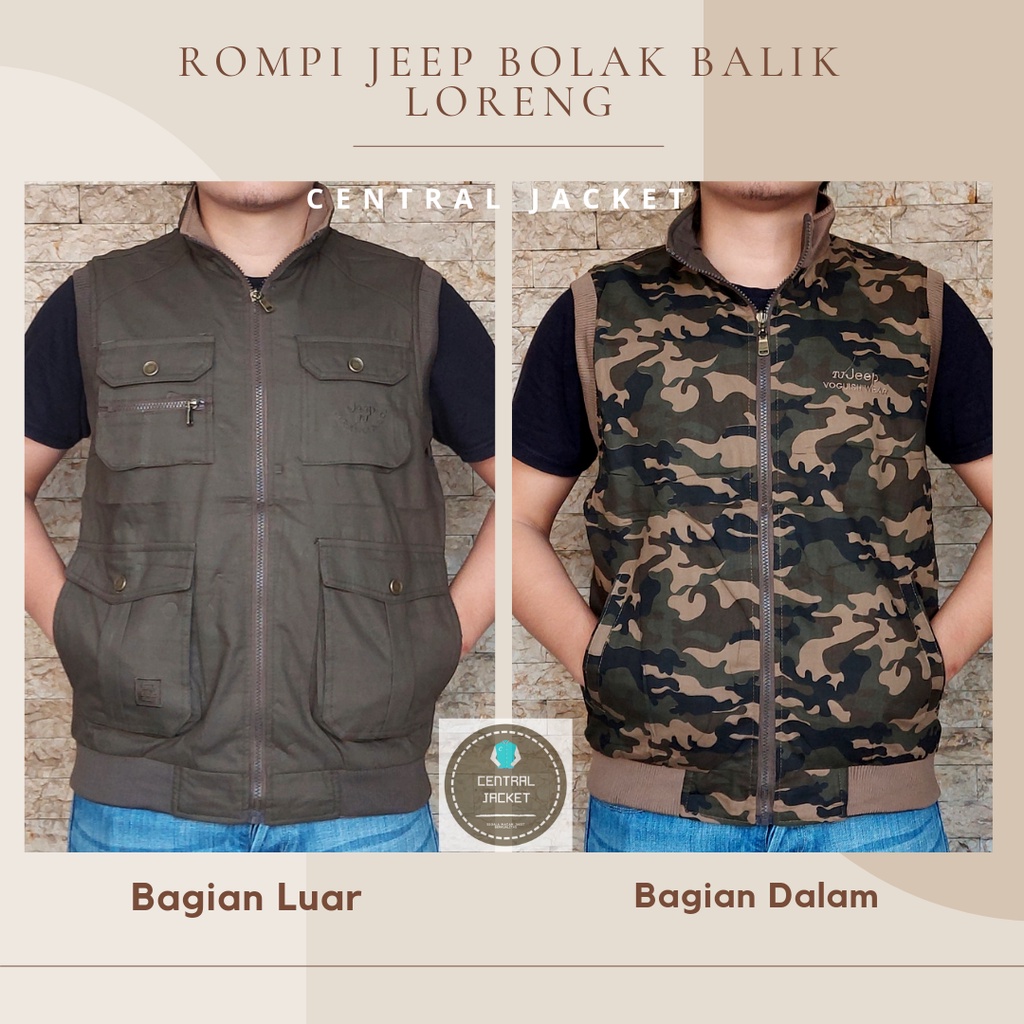 ROMPI KATUN JEEP BOLAK BALIK LORENG - JAKET ROMPI KATUN - ROMPI KARGO LAPANGAN