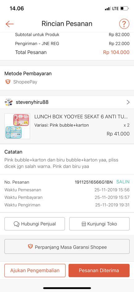 Lunch Box Yooyee Sekat 6 Anti Tunpah Type 589   Yooyee Sekat 6 Lunch Box 5 Pcs Sponge Spon