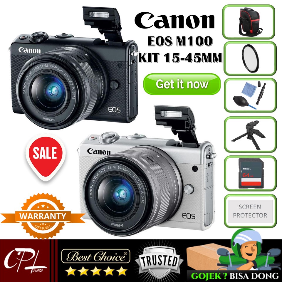 Jual Canon EOS M100 Kit 1545mm Official Warranty PAKET LENGKAP