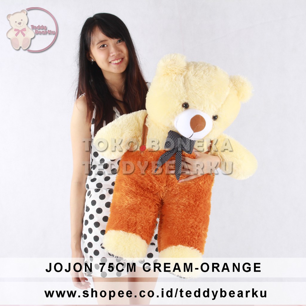 Boneka Teddy Bear 75 CM Model Jojon Cream-Orange