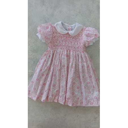 smocking bird pink 24m