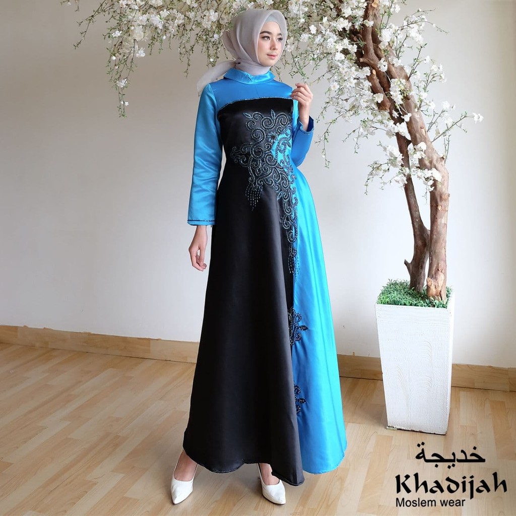 Realpict Gaun payet bordir lovely  hitam biru by Khadijah bin Dawood