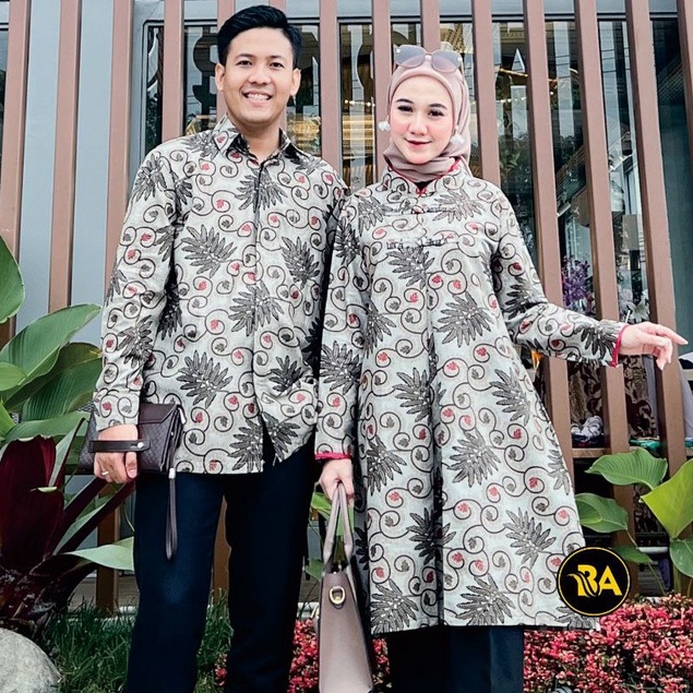 Baju Batik Couple Original Batik Wanita Sarimbit Batik Pasangan Hitam Salur Lurik Keluarga Pekalonga