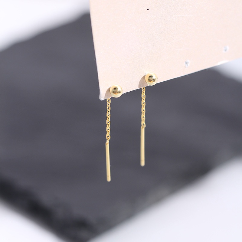 Korea Anting Titanium Anti Karat Wanita Emas Panjang Tusuk Earring Cinta Subang Perhiasan-3