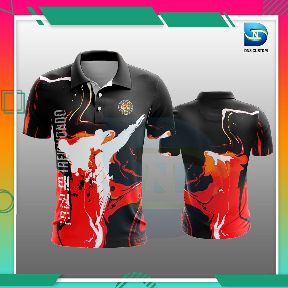 Baju Kaos Pria Taekwondo Custom Fullprinting Murah Terbaru BISA COD // Pakaian Pria Dewasa Berkerah 