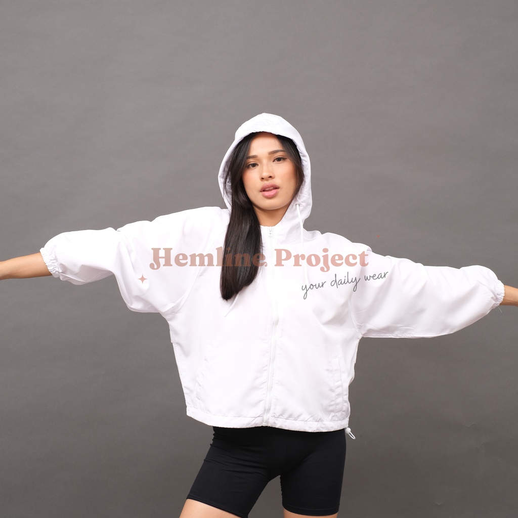 Ganis Oversized Jaket White - Jaket Parasut Hoodie