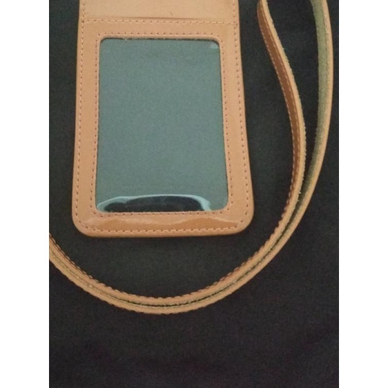 

● Name Tag Id Card kulit Tali Coklat Muda Glossy Mengkilap Berkwalitas ♨