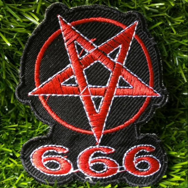 Bordir 666 Satanic Baphomet Patch Hardcore Badge Bet Emblem Bintang Aksesoris Fashion Jaket Topi