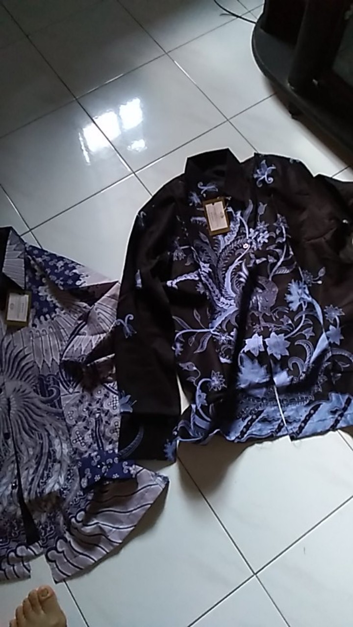 Merak Njoget Biru Panjang Kemeja Batik Pria Full Furing Katun Sragenan