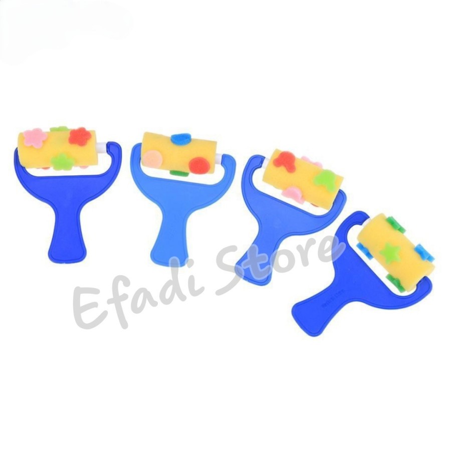 Kid Paint Sponge Roller untuk Lukis Motif Gagang Plastik