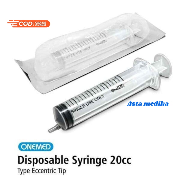 Spuit 20cc Lubang Samping Onemed  Syringe One Med 20ml Eccentric Tip  - Disposable Syringe 20cc Without Needle