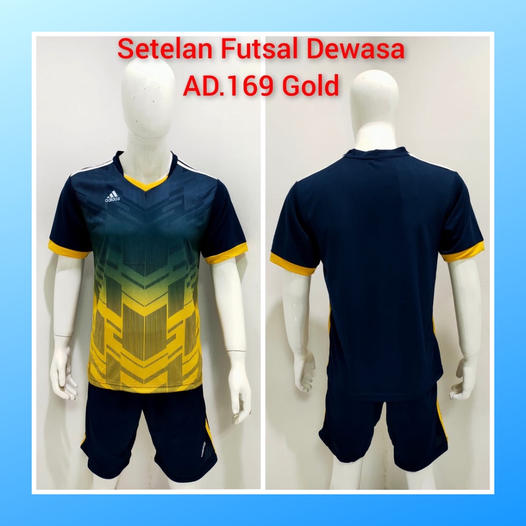 jersey futsal pria kaos sepak bola baju dan celana setelan wanita dewasa t-shirt outfit seragam jarsey kostum olahraga pakaian apparel print sport jersy soccer casual jersi suit AD169 gold