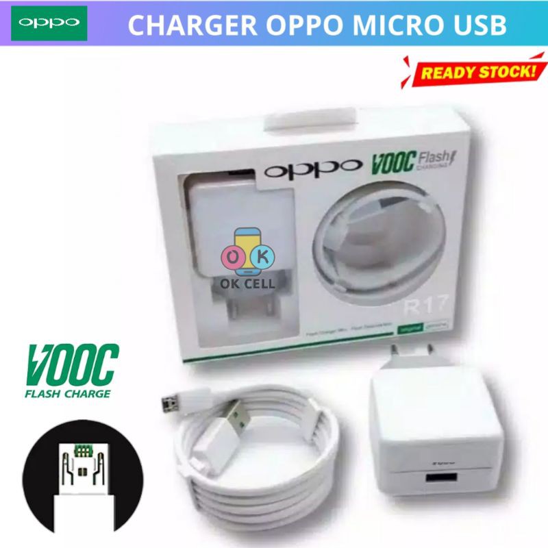 Charger Casan Oppo F1s F5 F7 F9 F11 F11pro Super Vooc 4A Fast Charger USB Micro Kabel Data Original