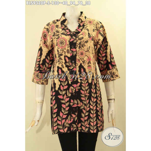 Baju Batik Atasan Blouse Wanita Muda Lengan 34 Kerah Model Shanghai Motif Bagus Size S Bls 9320 P