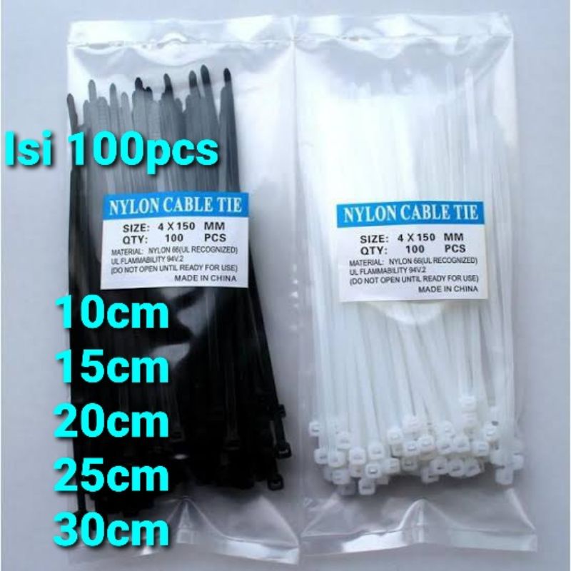 

Kabel Ties / Kabel Tis / Tali Ties / Tali Pengikat 100 150 200 250 300 mm Hitam Putih