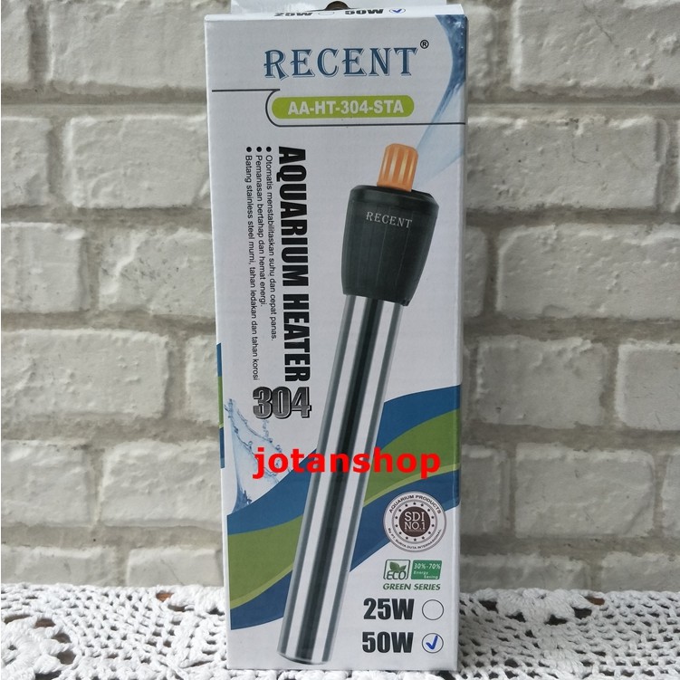 RECENT HEATER stainless steel besi 25watt penghangat pemanas air aquarium aquascape