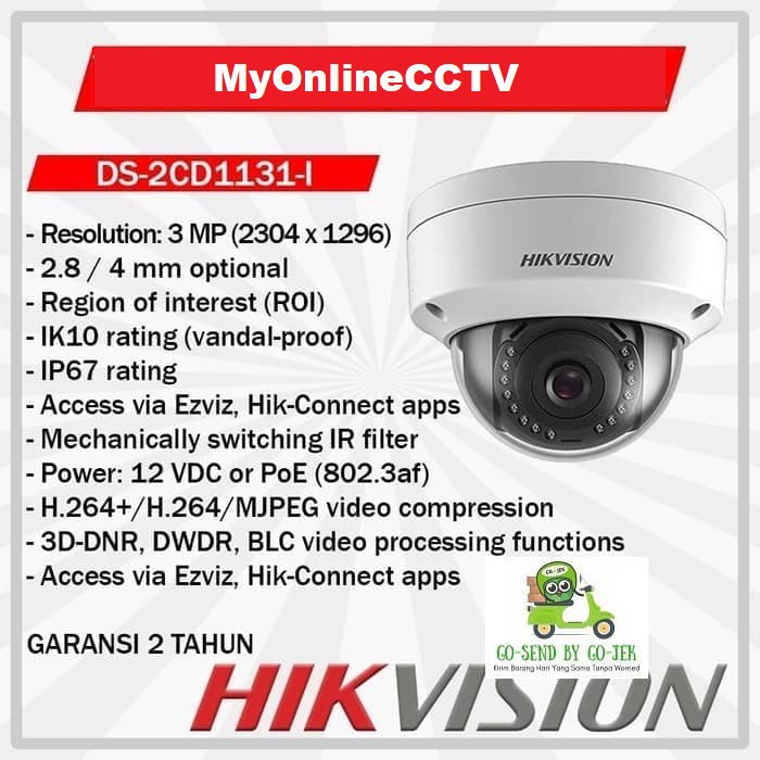 DS-2CD1131-I Hikvision DS 2CD1131 I IP CAMERA 3MP CCTV Indoor Dome POE WDR