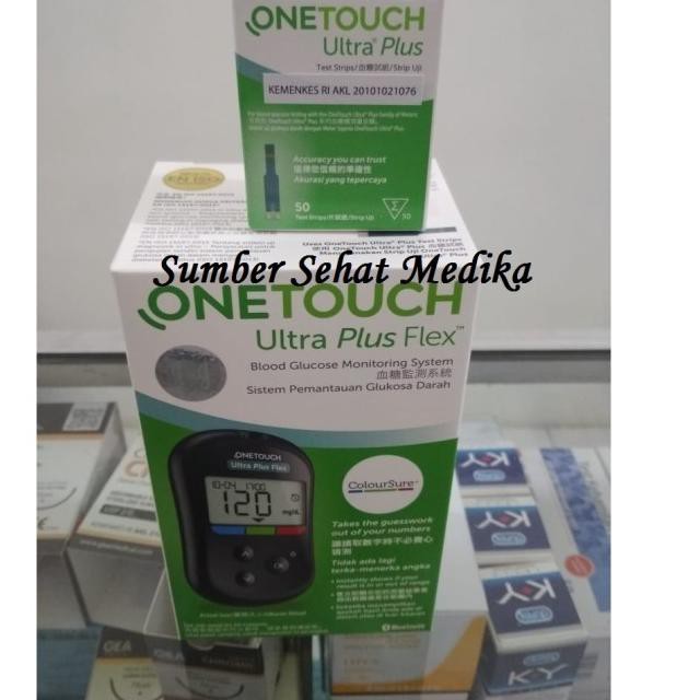 Stok Baru-634  One Touch Ultra Plus Flex Blood Glucose Meter Strip 25's Test ONETOUCH - 50Pcs Strip