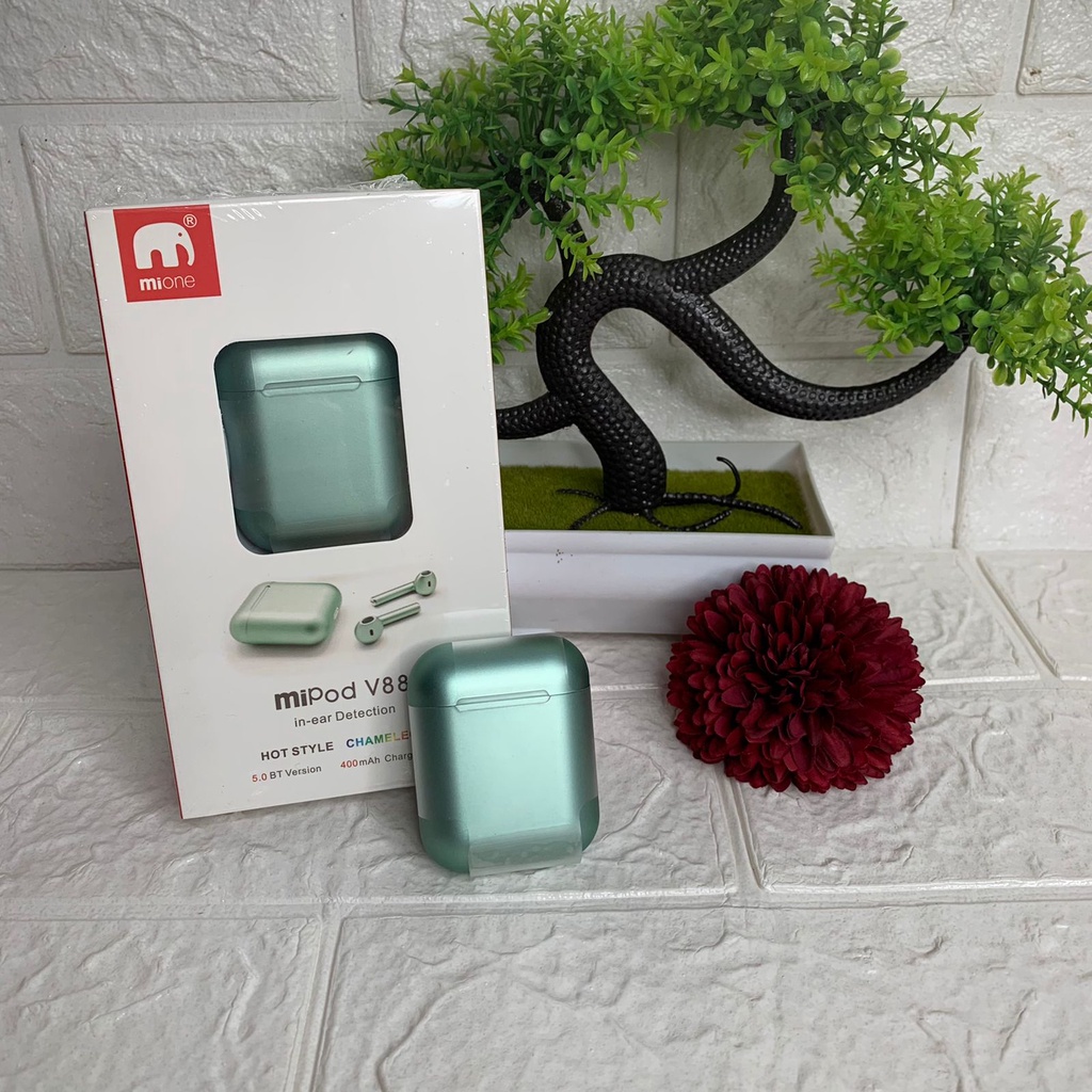 TWS Mi Pod Mione 1 Headset V88 Earphones Bluetooth Wireless Murah Original