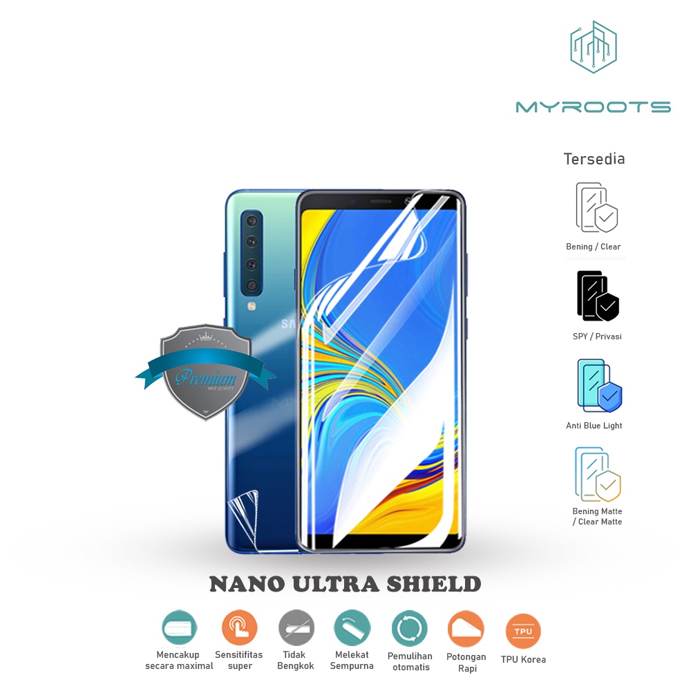 ANTI GORES JELLY HYDROGEL SAMSUNG A9 2018 A950 FULL Depan Belakang Myroots Anti Spy Glare Matte Blue Ray