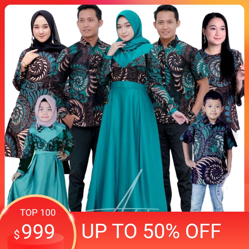 PROMO % Batik couple keluarga modern terbaru set couple batik keluarga gamis jumbo velvet tosca term