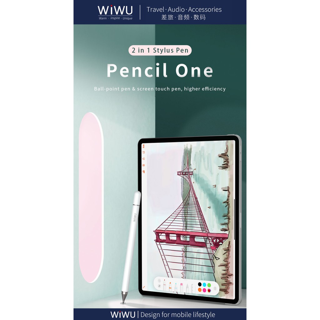 WIWU PENCIL ONE - 2 in 1 Passive Capacitive Pen and Ballpoint Pen