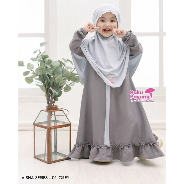 ✅ SETELAN BAJU GAMIS ANAK MUSLIM PEREMPUAN PAKU PAYUNG AISHA SERIES