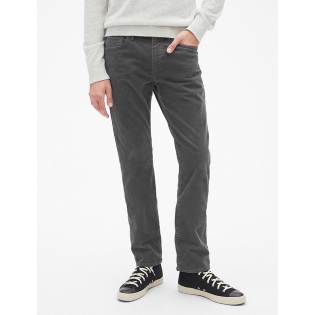 Celana GAP Slim fit Corduroy GapFlex Long Pants Grey Original Stretch