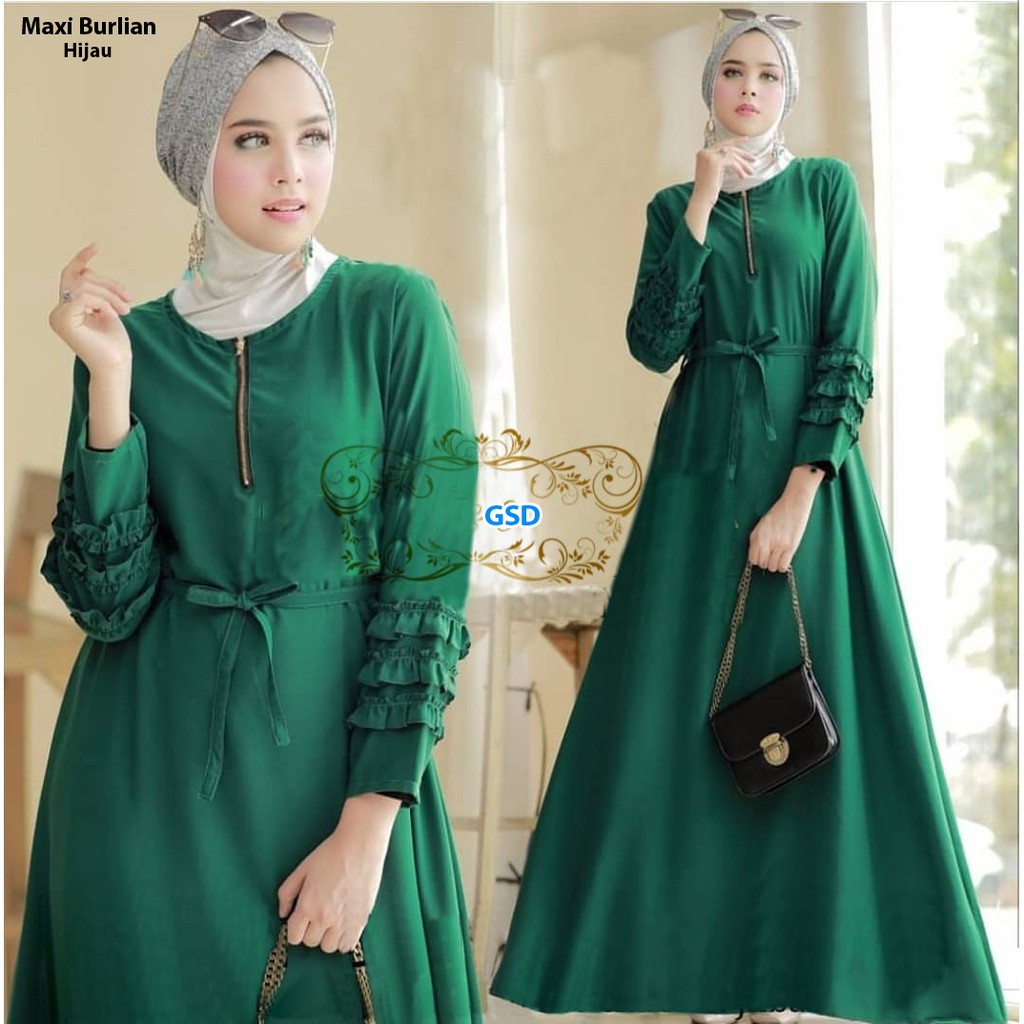 maxi burlian/terusan dress gamis syari cewek/baju muslim wanita/pakaian syari wanita hijab/maxi dres