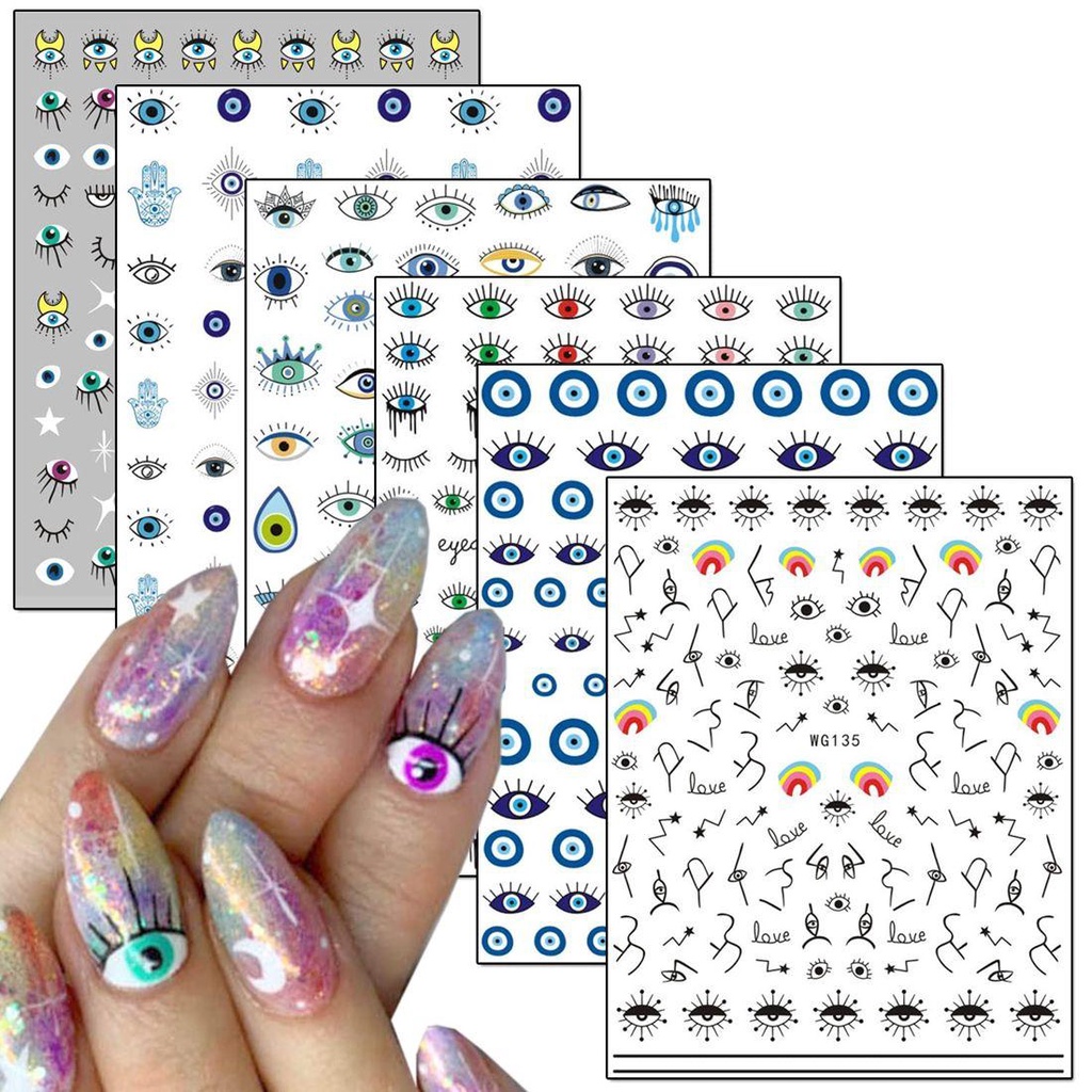 AUGUSTINA Agustina Stiker Nail Art Mata Wanita Fashion Geometri Ular Manikur Aksesoris Gaya India 3D Nail Decals