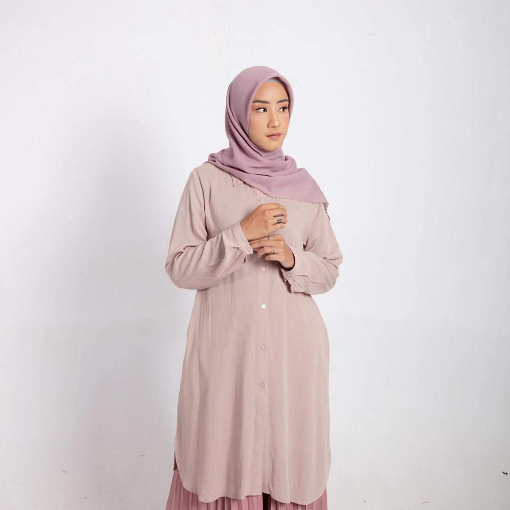 Dauky - Atasan Wanita L Tunik Basic Rayon Crinkle - Tunik Wanita - Atasan Wanita - Tunik Terbaru