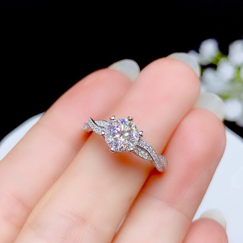 Cincin Kristal Berlian Platinum Wanita Fashion Aksesori Perhiasan Zirkon Kawin Perak Rings