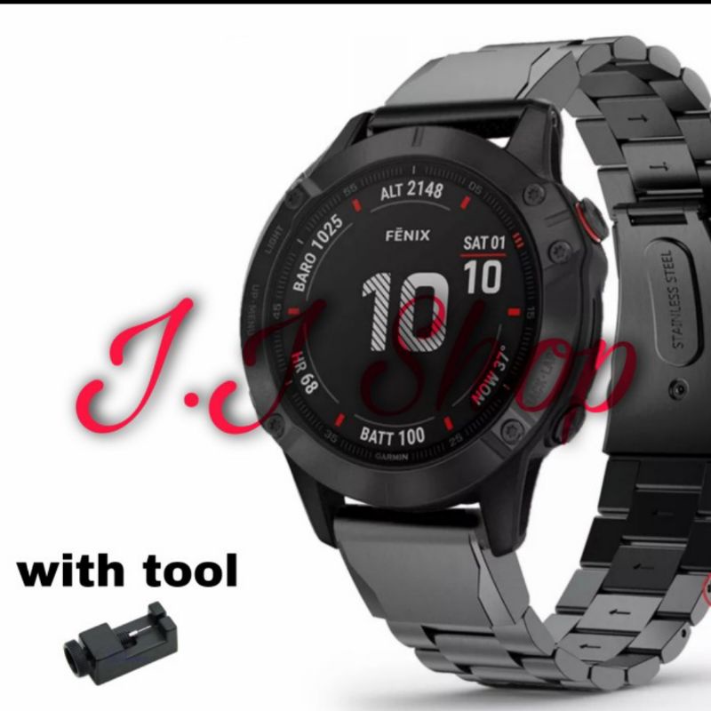 Stainless Steel Strap Tali Jam Garmin Fenix 6x Pro Solar Sapphire Band