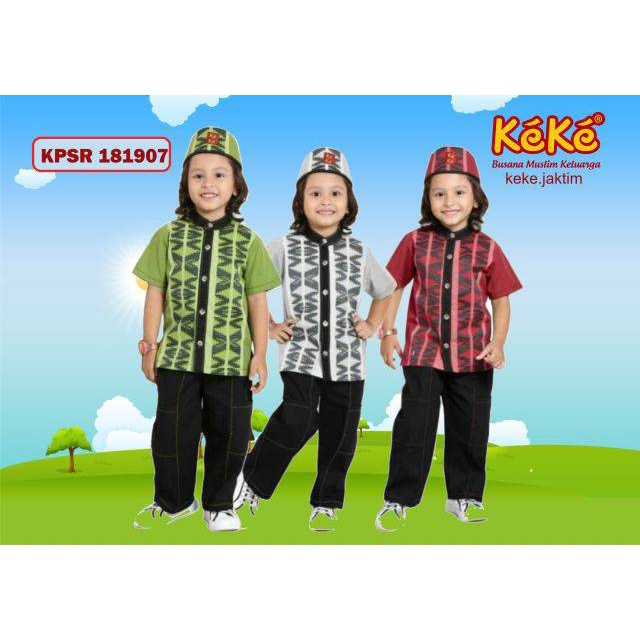 Koko Anak Keke KP SR 181907 Katun MERAH / HITAM / HIJAU | Koko Anak Keke Original | Baju Muslim Anak